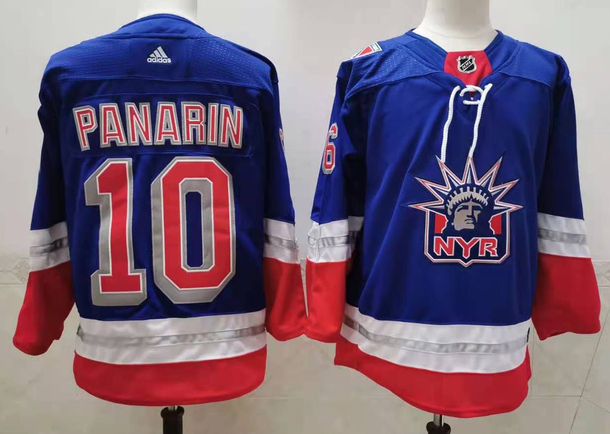 Men New York Rangers #10 Panarin Blue Authentic Stitched 2021 Adidias NHL Jersey